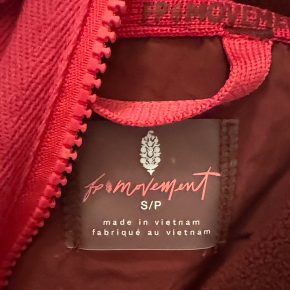 FP Movement Burgundy Puffer Jacket with Pink Zipper - Picture 2 of 7